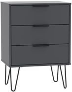 Hong Kong Graphite 3 Drawer Small Chest with Hairpin Legs
