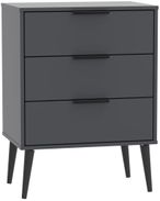 Hong Kong Graphite 3 Drawer Small Chest with Wooden Legs