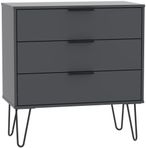 Hong Kong Graphite 3 Drawer Midi Chest with Hairpin Legs