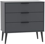 Hong Kong Graphite 3 Drawer Midi Chest with Wooden Legs