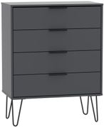 Hong Kong Graphite 4 Drawer Chest with Hairpin Legs