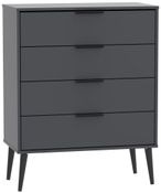 Hong Kong Graphite 4 Drawer Chest with Wooden Legs