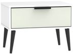 Hong Kong Cashmere and White 1 Drawer Wide Bedside Table with Wooden Legs