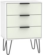 Hong Kong Cashmere and White 3 Drawer Small Chest with Hairpin Legs