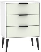 Hong Kong Cashmere and White 3 Drawer Small Chest with Wooden Legs