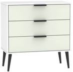 Hong Kong Cashmere and White 3 Drawer Midi Chest with Wooden Legs