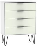 Hong Kong Cashmere and White 4 Drawer Chest with Hairpin Legs