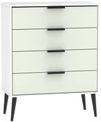 Hong Kong Cashmere and White 4 Drawer Chest with Wooden Legs