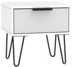 Hong Kong Grey and White 1 Drawer Bedside Table with Hairpin Legs