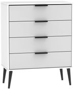 Hong Kong Grey and White 4 Drawer Chest with Wooden Legs