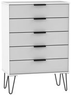 Hong Kong Grey and White 5 Drawer Chest with Hairpin Legs