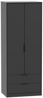 Hong Kong Black 2 Door 2 Drawer Tall Wardrobe