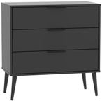 Hong Kong Black 3 Drawer Small Chest with Wooden Legs