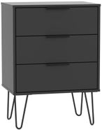 Hong Kong Black 3 Drawer Midi Chest with Hairpin Legs