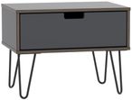 Shanghai Graphite 1 Drawer Wide Bedside Table with Hairpin Legs