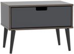 Shanghai Graphite 1 Drawer Wide Bedside Table with Wooden Legs
