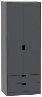 Shanghai Graphite 2 Door 2 Drawer Tall Wardrobe