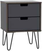 Shanghai Graphite 2 Drawer Bedside Cabinet with Hairpin Legs