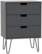 Shanghai Graphite 3 Drawer Small Chest with Hairpin Legs