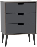 Shanghai Graphite 3 Drawer Small Chest with Wooden Legs