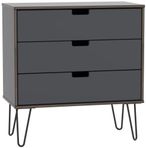 Shanghai Graphite 3 Drawer Midi Chest with Hairpin Legs