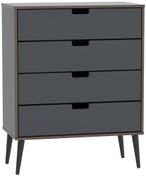 Shanghai Graphite 4 Drawer Chest with Wooden Legs