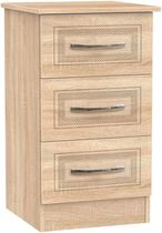 Dorset Oak Effect 3 Drawer Bedside Cabinet