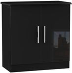 Knightsbridge Black Gloss 2 Door Hall Cabinet
