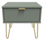 Linear Green 1 Drawer Bedside Table with Gold Hairpin Legs