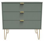 Linear Green 3 Drawer Small Chest with Hairpin Legs