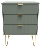 Linear Green 3 Drawer Midi Chest with Gold Hairpin Legs