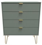 Linear Green 4 Drawer Chest with Gold Hairpin Legs