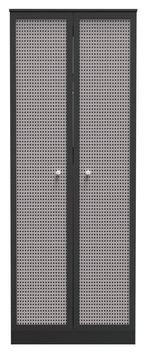 Rattan and Black Ash 2 Door Plain Wardrobe