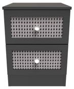 Rattan and Black Ash 2 Drawer Bedside Cabinet