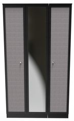 Rattan and Black Ash 3 Door Triple Wardrobe - 1 Mirror
