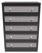 Rattan and Black Ash 5 Drawer Chest