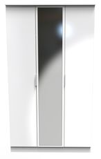 Plymouth White Gloss 3 Door Tall Triple Wardrobe - 1 Mirror