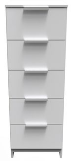 Plymouth White Gloss 5 Drawer Narrow Chest