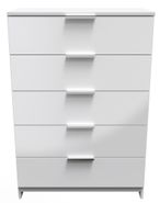 Plymouth White Gloss 5 Drawer Chest