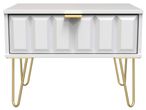 Cube White 1 Drawer Wide Bedside Table with Gold Hairpin Legs