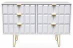 Cube White 6 Drawer Midi Chest with Gold Hairpin Legs