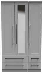 Beverley Grey 3 Door Tall Combi Wardrobe - 1 Mirror