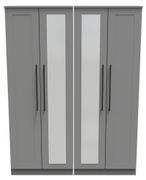 Beverley Grey 4 Door Tall Mirror Wardrobe