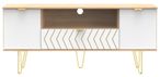 Jigsaw White and Oak Effect 65cm TV Unit with Gold Hairpin Legs