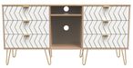 Jigsaw White and Oak Effect 150cm TV Unit with Gold Hairpin Legs