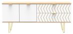 Jigsaw White and Oak Effect 145cm TV Unit with Gold Hairpin Legs