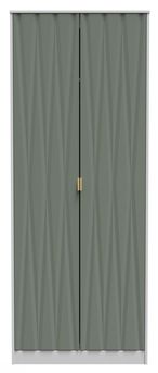 Las Vegas White and Green 2 Door Plain Tall Wardrobe