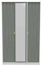 Las Vegas White and Green 3 Door Tall Triple Wardrobe - 1 Mirror