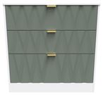 Las Vegas White and Green 3 Drawer Deep Chest