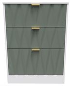 Las Vegas White and Green 3 Drawer Deep Midi Chest